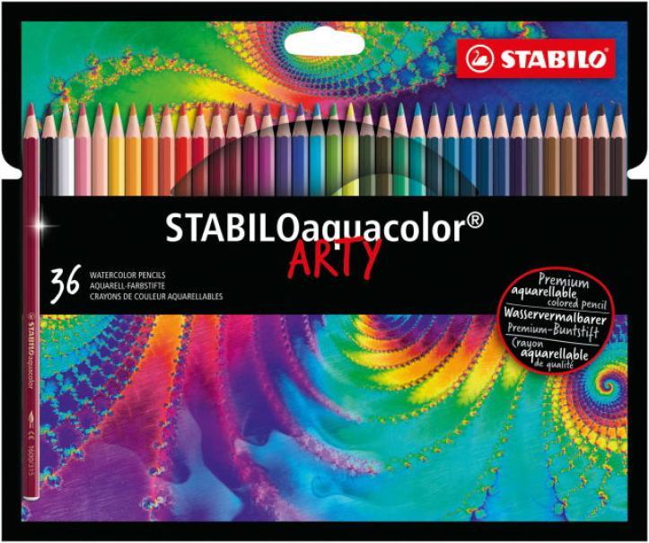 stabilo stabilo aquacolor matite colorate acquerellabili in astuccio di metallo da 36 pz. - foto 1