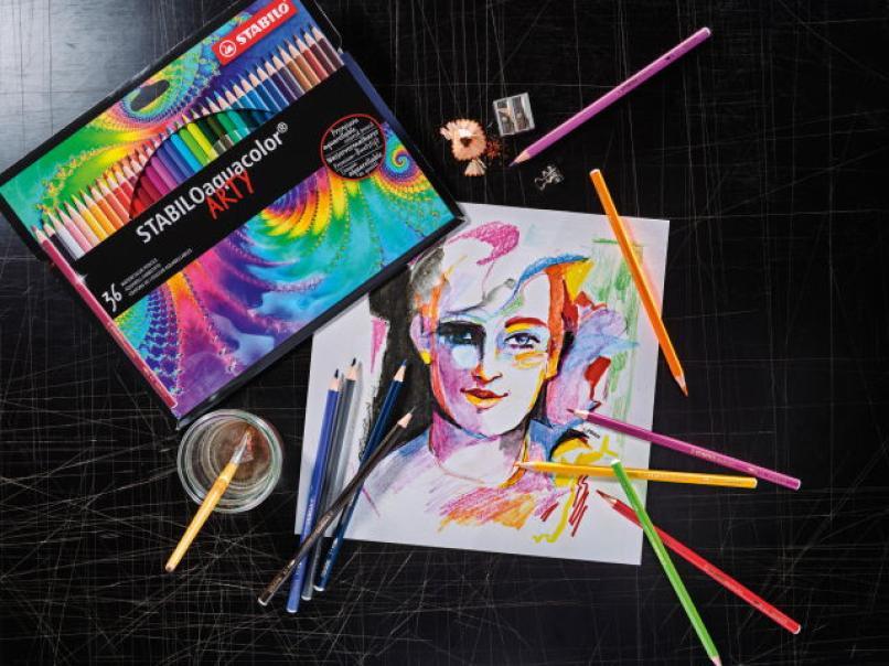 stabilo stabilo aquacolor matite colorate acquerellabili in astuccio di metallo da 36 pz. - foto 3