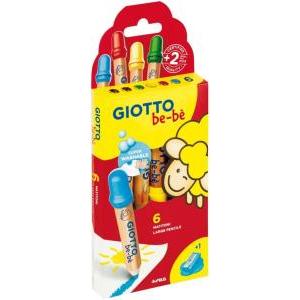 Bebè pastelli 6 conf. da 6pz. colori assortiti, mina 7 mm, temperamatite incluso