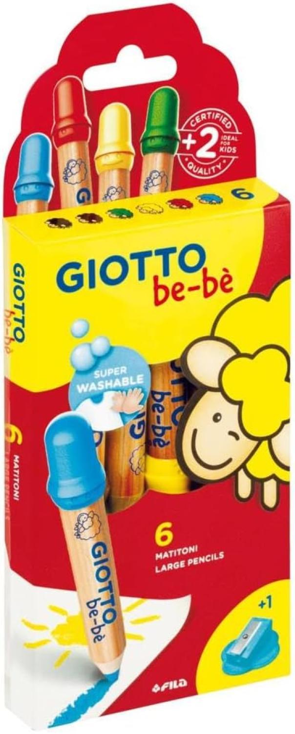 giotto giotto bebè pastelli 6 conf. da 6pz. colori assortiti, mina 7 mm, temperamatite incluso - foto 1 giotto giotto bebè pastelli 6 conf. da 6pz. colori assortiti, mina 7 mm, temperamatite incluso - foto 1