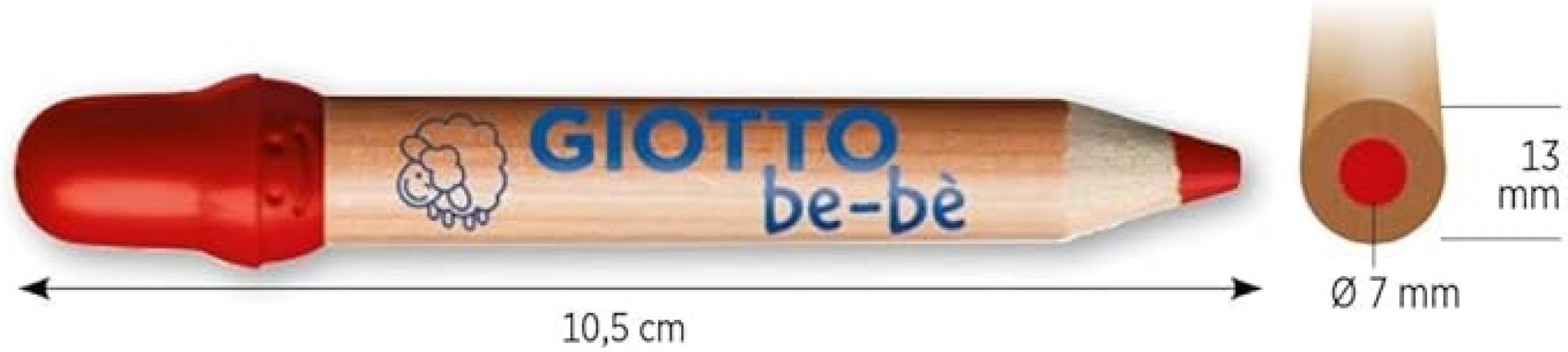 giotto giotto bebè pastelli in confezione da 6pz. colori assortiti, mina 7 mm, temperamatite incluso - foto 2