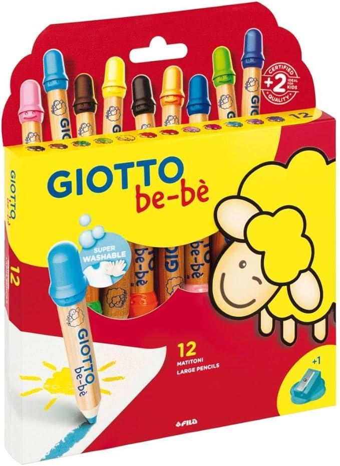 giotto giotto bebè pastelli in confezione da 12pz. colori assortiti, mina 7 mm, temperamatite incluso - foto 1