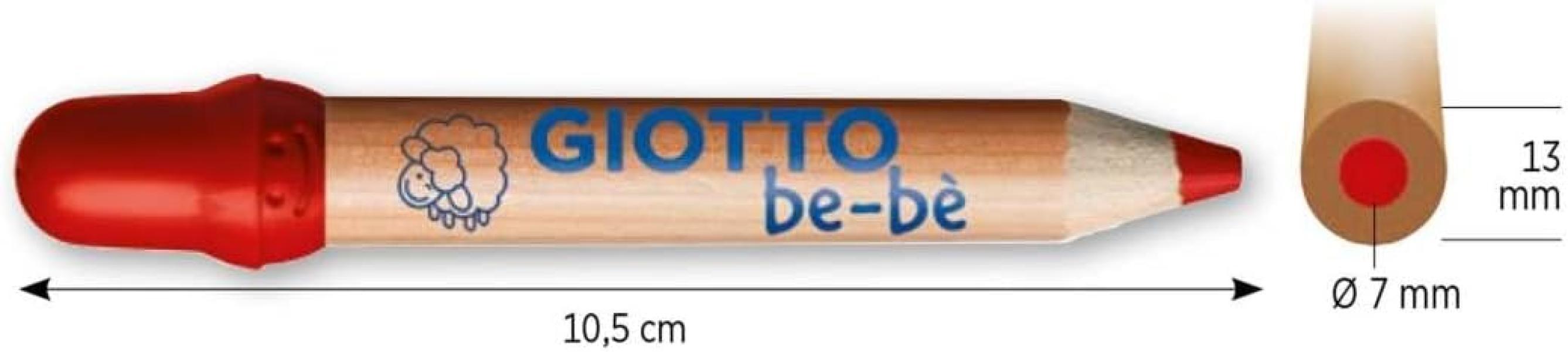 giotto giotto bebè pastelli in confezione da 12pz. colori assortiti, mina 7 mm, temperamatite incluso - foto 2