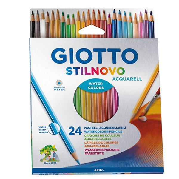 giotto giotto stilnovo acquarell pastelli acquerellabili in confezione da 24 pz. colori assortiti, diametro mina 3,3 mm - foto 1