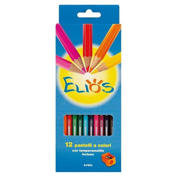 fila pastelli elios fila colorati in astuccio da 12 pz. colori assortiti, mina 2,8 mm, temperamatite incluso. - foto 1