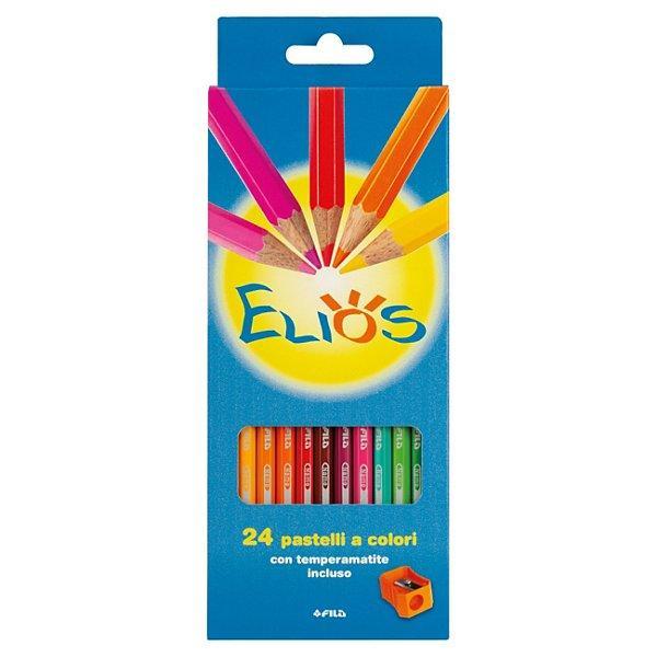 fila pastelli elios fila colorati in astuccio da 24 pz. colori assortiti, mina 2,8 mm, temperamatite incluso. - foto 1