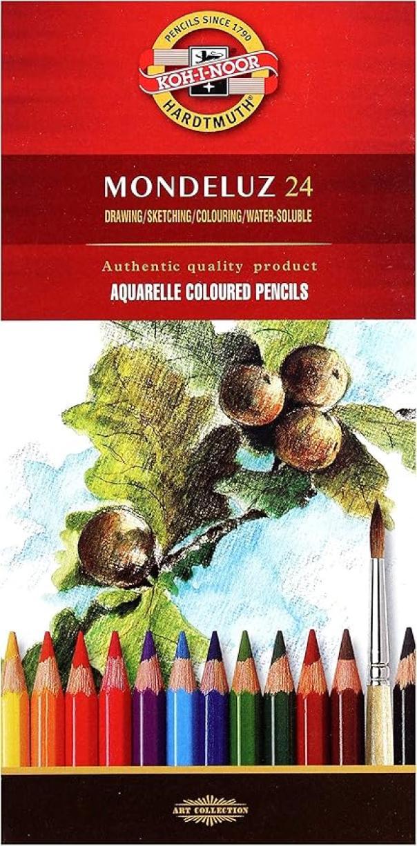 koh-i-noor kin mondeluz pastelli acquerellabili colori assortiti in astuccio da 24 pz. mina da 3.8mm - foto 2