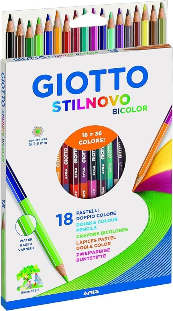 giotto giotto stilnovo bicolor 10 conf. da 18 pastelli bicolore a sezione esagonale e mina da 3,3 mm - foto 1