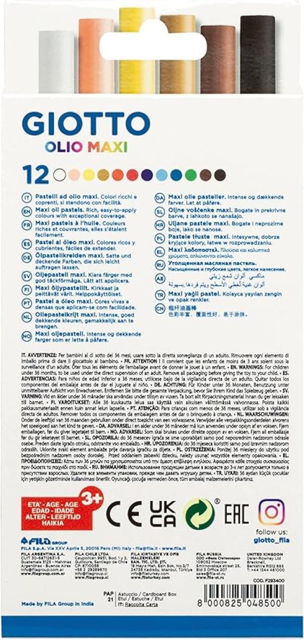 giotto giotto pastelli ad olio in astuccio da 12 colori assortiti - foto 2