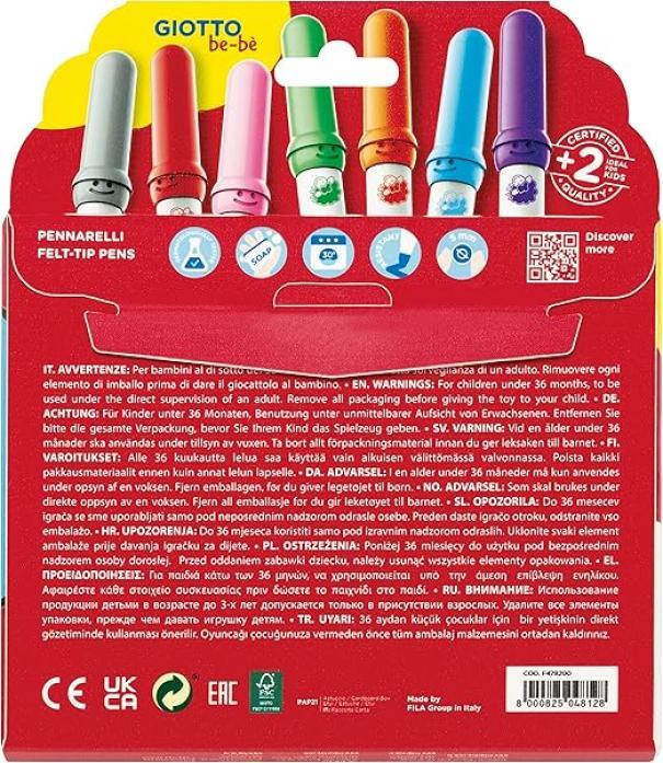 giotto giotto bebè pennarelli lavabili con tratto da 5 mm in astuccio da 12 colori - foto 2