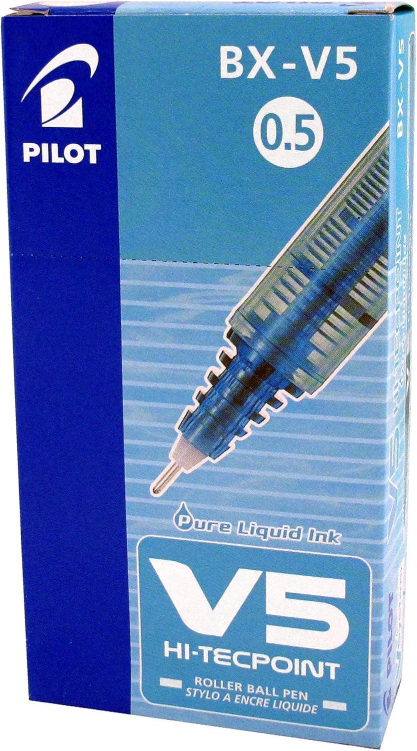 pilot pilot v5 hi-techpoint 12pz penna roller inchiostro liquido punta con punta da 0,5 mm e tratto da 0,3 mm colore blu - foto 1