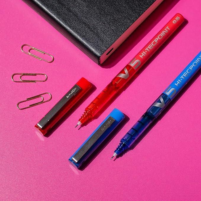 pilot pilot v5 hi-techpoint penna roller inchiostro liquido punta con punta da 0,5 mm e tratto da 0,3 mm colore blu - foto 3