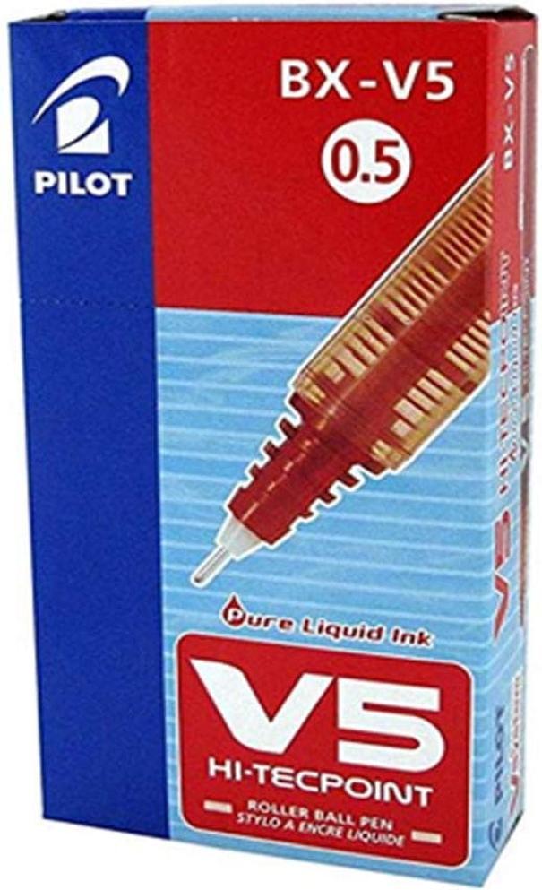 pilot pilot v5 hi-techpoint 12pz penna roller inchiostro liquido punta con punta da 0,5 mm e tratto da 0,3 mm colore rosso - foto 1
