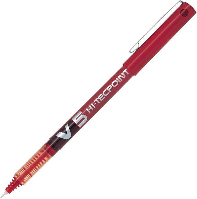pilot pilot v5 hi-techpoint 12pz penna roller inchiostro liquido punta con punta da 0,5 mm e tratto da 0,3 mm colore rosso - foto 2