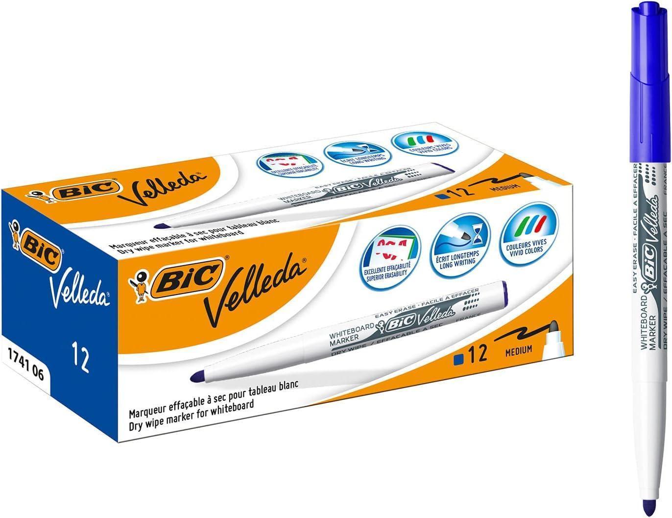 bic bic 12pz pennarello marcatore velleda 1741 punta tonda tratto da 1,4 mm colore blu - foto 1