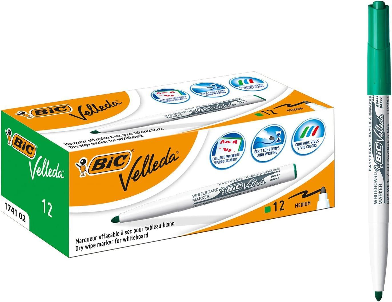 bic bic 12pz pennarello marcatore velleda 1741 punta tonda tratto da 1,4 mm colore verde - foto 1