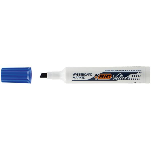 bic bic 12pz pennarello marcatore velleda 1791 punta a scalpello tratto da 3,3 a 4,6 mm colore blu - foto 2