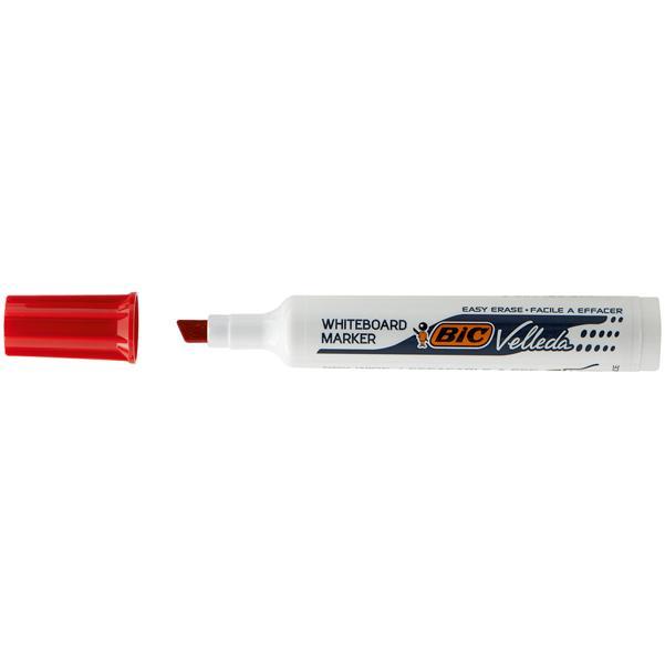 bic bic 12pz pennarello marcatore velleda 1791 punta a scalpello tratto da 3,3 a 4,6 mm colore rosso - foto 2