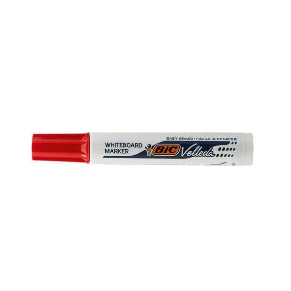 bic bic 12pz pennarello marcatore velleda 1791 punta a scalpello tratto da 3,3 a 4,6 mm colore rosso - foto 3