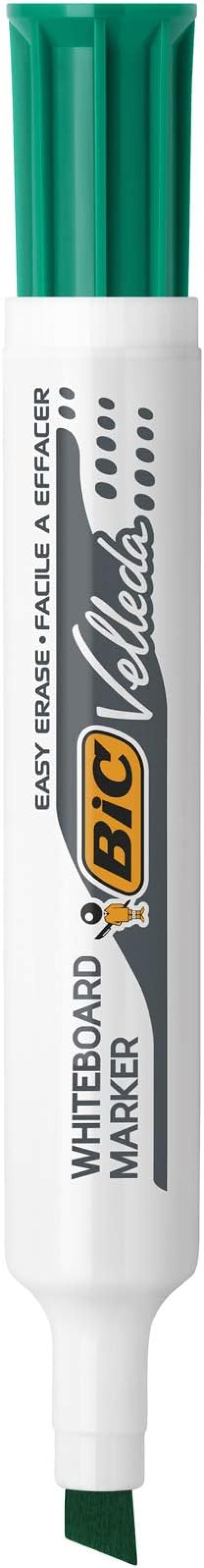 bic bic 12pz pennarello marcatore velleda 1791 punta a scalpello tratto da 3,3 a 4,6 mm colore verde - foto 3