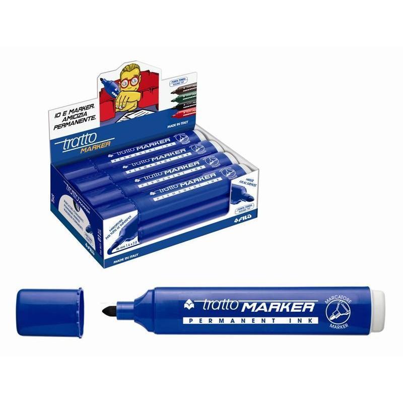 tratto tratto marker 12 pz marcatore indelebile punta tonda colore blu tratto da 1,4 mm a 2,8 mm - foto 1