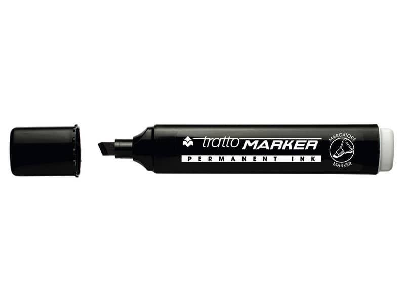 tratto tratto marker marcatore indelebile punta a scalpello colore nero tratto da 1,0 mm a 5,0 mm - foto 1