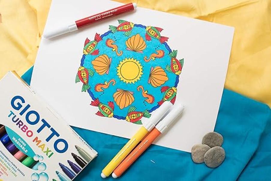 giotto giotto pennarelli turbo maxi punta larga da 5 mm confezione da 6 pezzi colori assortiti - foto 3