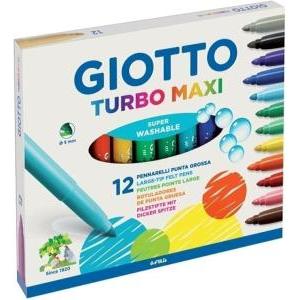 5 conf. pennarelli turbo maxi punta larga da 5 mm confezione da 12 pezzi colori assortiti