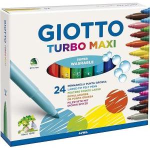 5 conf. pennarelli turbo maxi punta larga da 5 mm confezione da 24 pezzi colori assortiti
