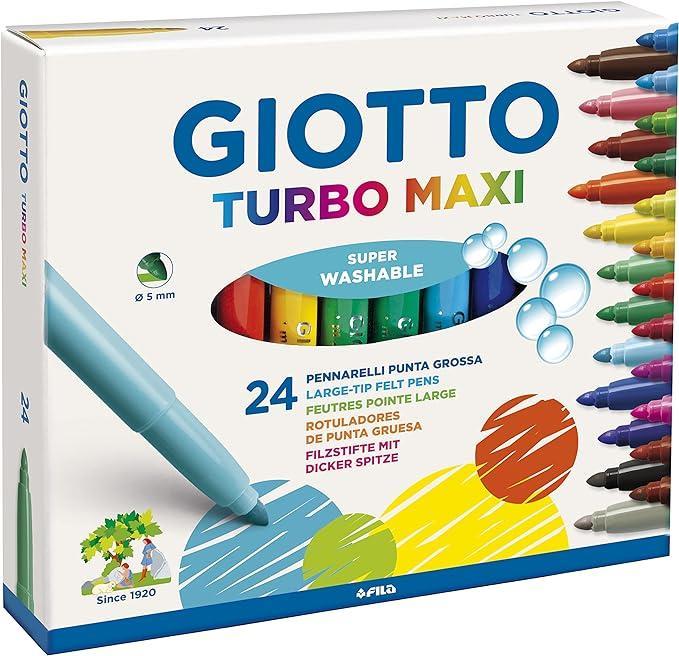giotto giotto 5 conf. pennarelli turbo maxi punta larga da 5 mm confezione da 24 pezzi colori assortiti - foto 1