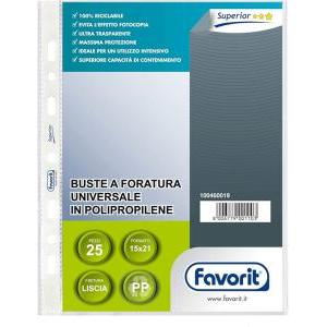 Buste forate interni listino finitura liscia formato a5 dimensioni  15 x 21 cm - confezione da 25 pezzi