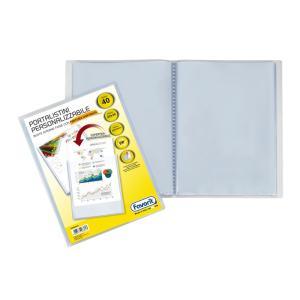 Portalistino con buste fisse e tasca frontale personalizzabile - fogli 40 trasparenti - 22x30 cm a4