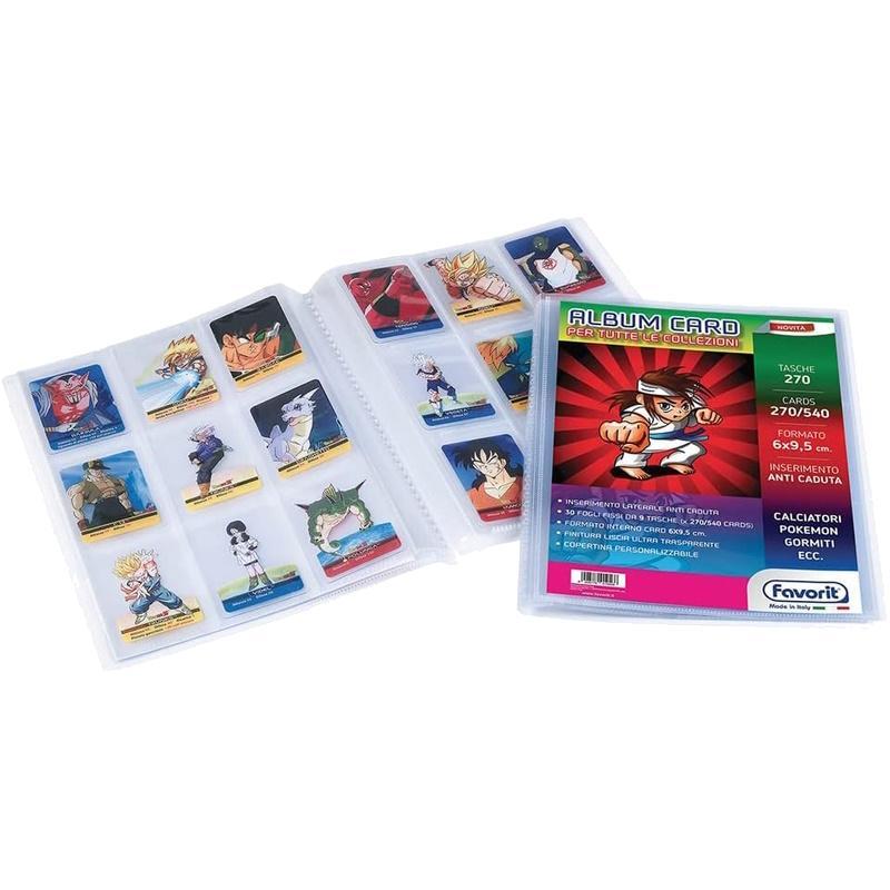 favorit favorit portalistino con buste fisse e tasca frontale personalizzabile - fogli 30 trasparenti con 9 tasche per foglio - 22x30 cm a4 - foto 1