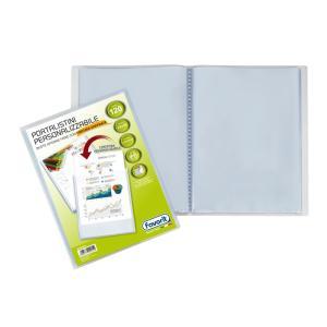 Portalistino con buste fisse e tasca frontale personalizzabile - fogli 120 trasparenti - 22x30 cm a4