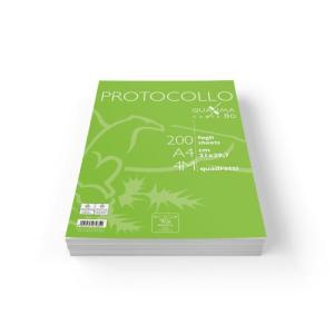 Fogli protocollo da 80 gr./mq formato a4 dimesnione 21 x 29,7 cm quadretti 4 mm confezione da 200 pz.