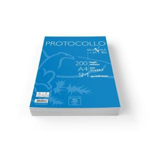 Fogli protocollo da 80 gr./mq formato a4 dimesnione 21 x 29,7 cm quadretti 5 mm confezione da 200 pz.