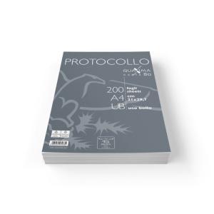 Fogli protocollo da 80 gr./mq formato a4 dimesnione 21 x 29,7 cm rigatura uso bollo confezione da 200 pz.