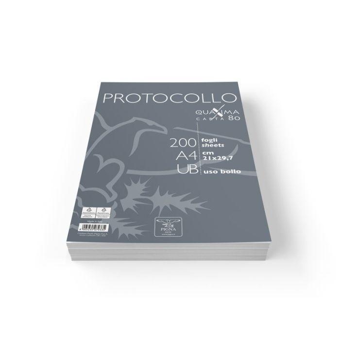 pigna pigna fogli protocollo da 80 gr./mq formato a4 dimesnione 21 x 29,7 cm rigatura uso bollo confezione da 200 pz. - foto 1