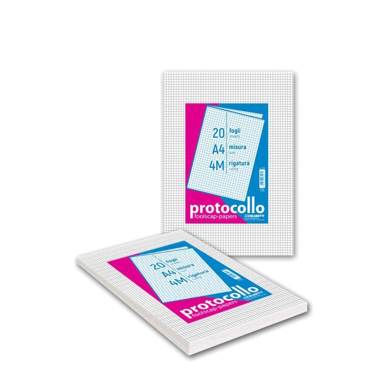 blasetti blasetti fogli protocollo formato a4 quadretti 4 mm - confezione da 20 fogli - foto 1
