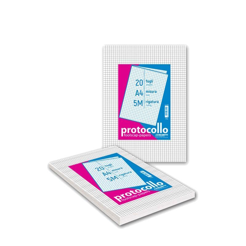 blasetti blasetti fogli protocollo formato a4 quadretti 5 mm - confezione da 20 fogli - foto 1