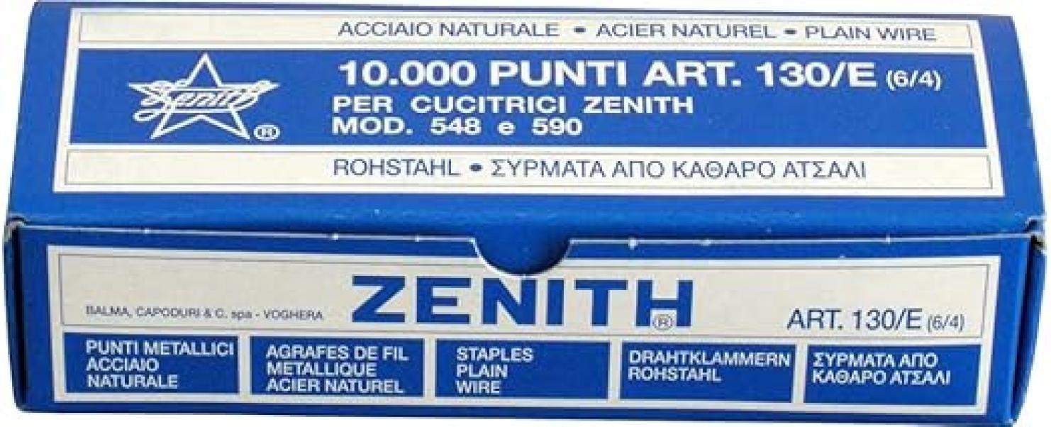 zenith zenith punti metallici 130/e per cucitrici classiche - tipo punto 6/4 - 10 confezioni da 1000 pezzi - foto 3