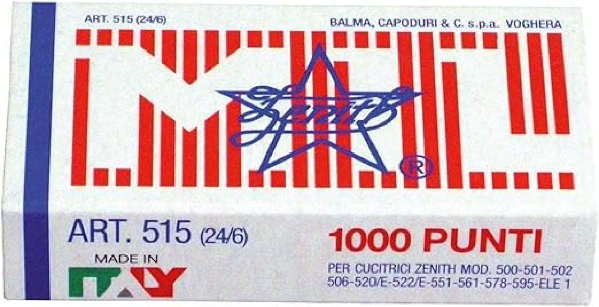 zenith zenith punti metallici 515/6 per cucitrici ad alto spessore 24/6 - confezione da 1000 pezzi - foto 1