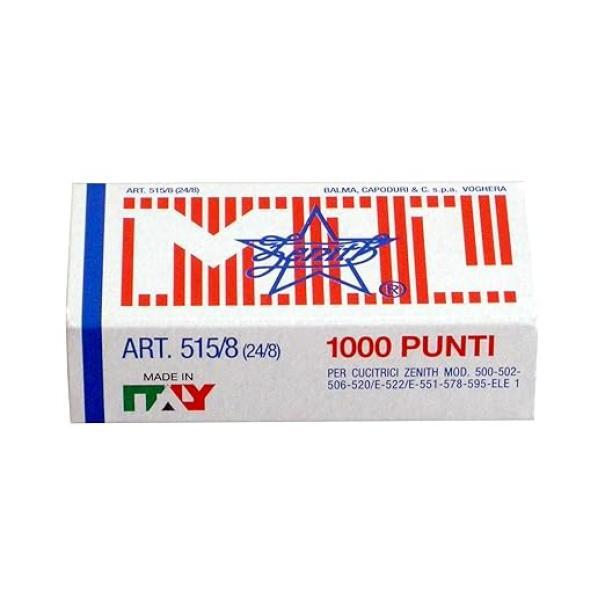 zenith zenith punti metallici 515/8 per cucitrici ad alto spessore 24/8 - confezione da 1000 pezzi - foto 1