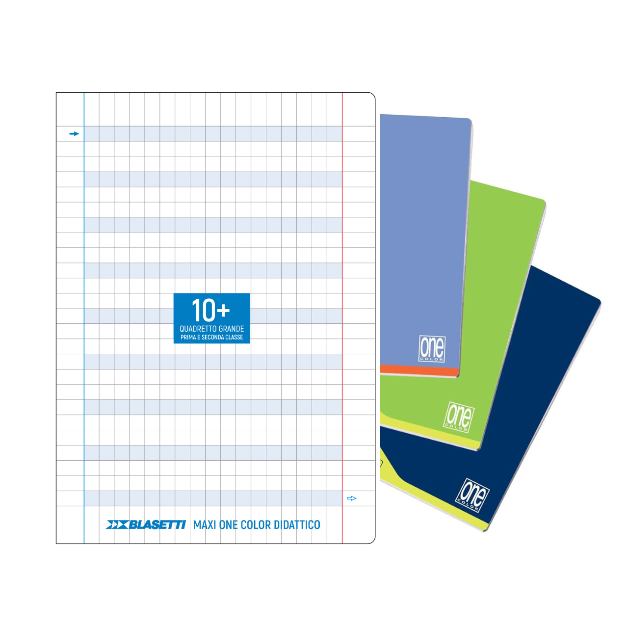 blasetti blasetti maxi quaderno a4 one color didattico per disgrafia linea blu quadretti 10 mm (1 cm) con doppia spaziatura (10+) - foto 3