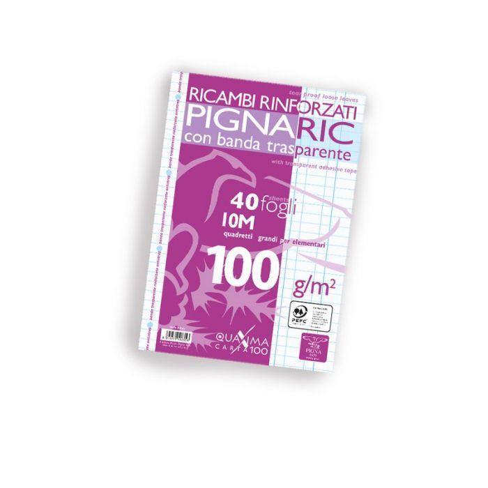 pigna pigna ricambi rinforzati con banda trasparente a4 confezione da 40 fogli 100 gr./mq quadretti 1 cm (10 mm) - foto 1
