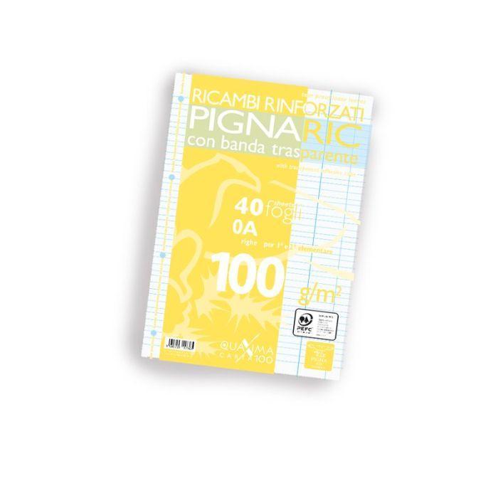 pigna pigna ricambi rinforzati con banda trasparente a4 confezione da 40 fogli 100 gr./mq rigatura righe a prima e seconda elementare - foto 1