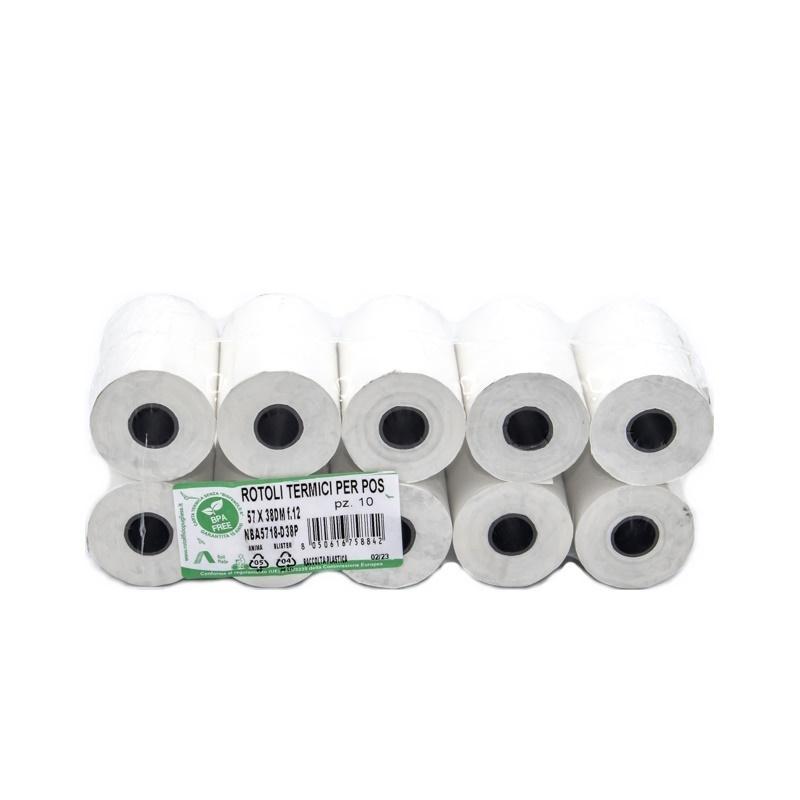 rotolificio pugliese rotoli termici per pos dimensioni mm 57x18 mt confezione da 10 pz. - foto 1