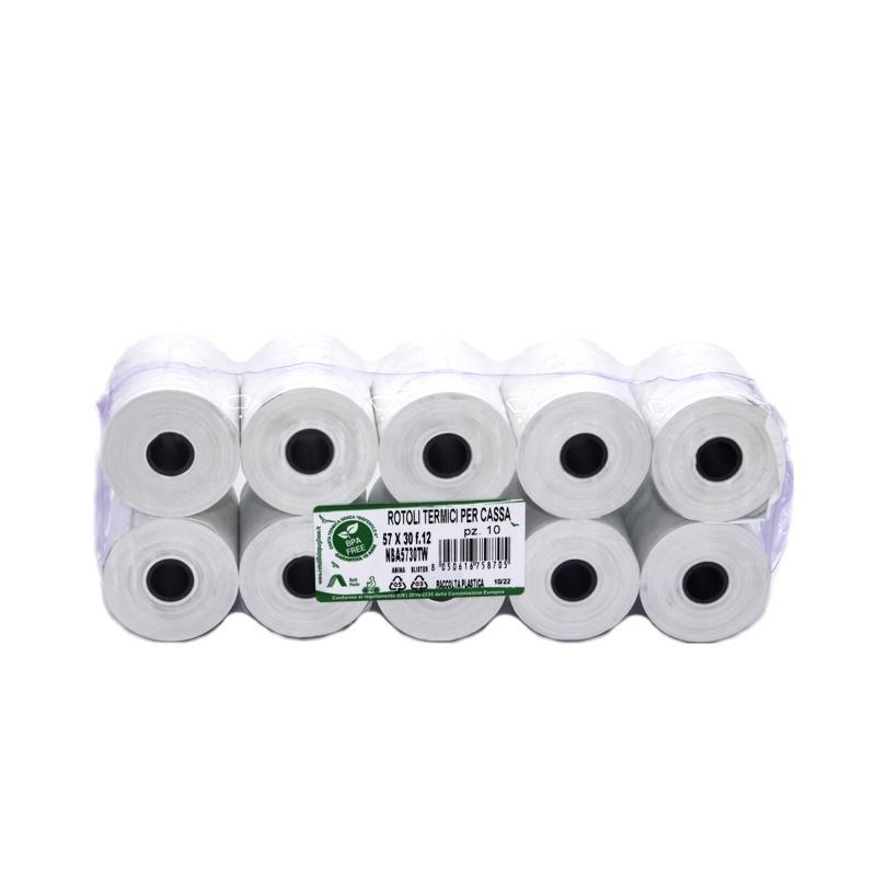 rotolificio pugliese rotoli termici per cassa omologato  dimensioni mm 57x30 mt confezione da 10 pz. - foto 1
