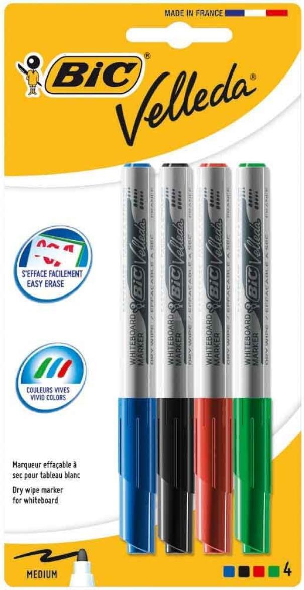 bic bic velleda 1741 pennarello marcatore per lavagna bianca in 4 colori tratto da 1,4 mm - foto 1