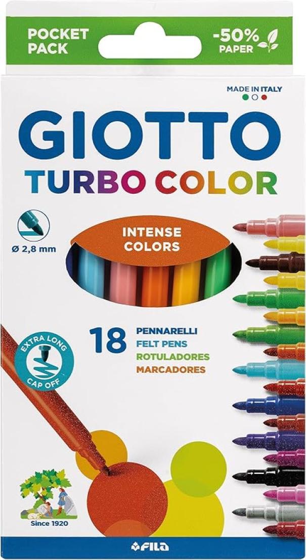 giotto giotto turbo color astuccio da 18 pennarelli a punta fine da 2.8 mm - foto 1